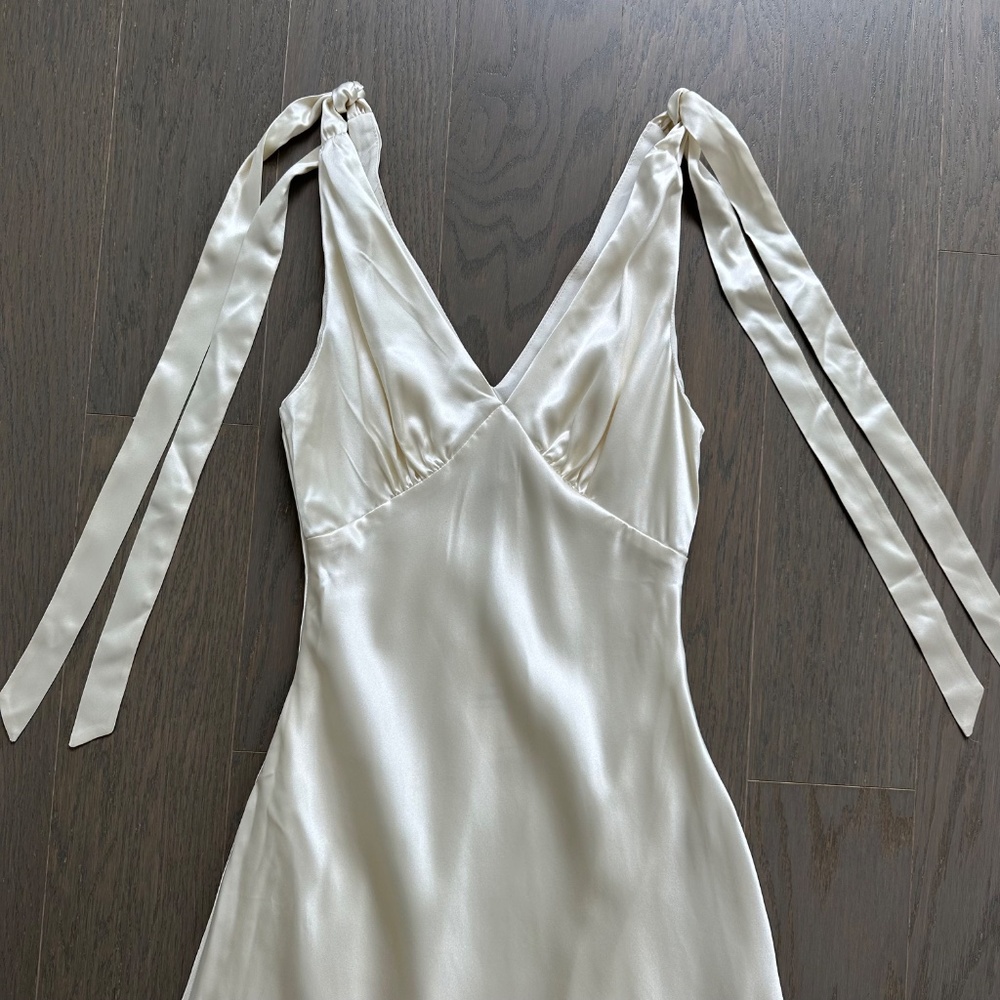 Reformation Cream Satin Maxi Dress - Picture 7 of 14